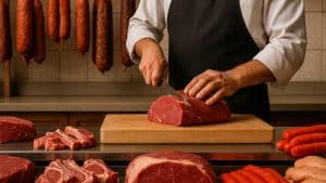 Carnicería artesanal en Mallorca con cortes de carne fresca y embutidos típicos en Can Felip, Sineu